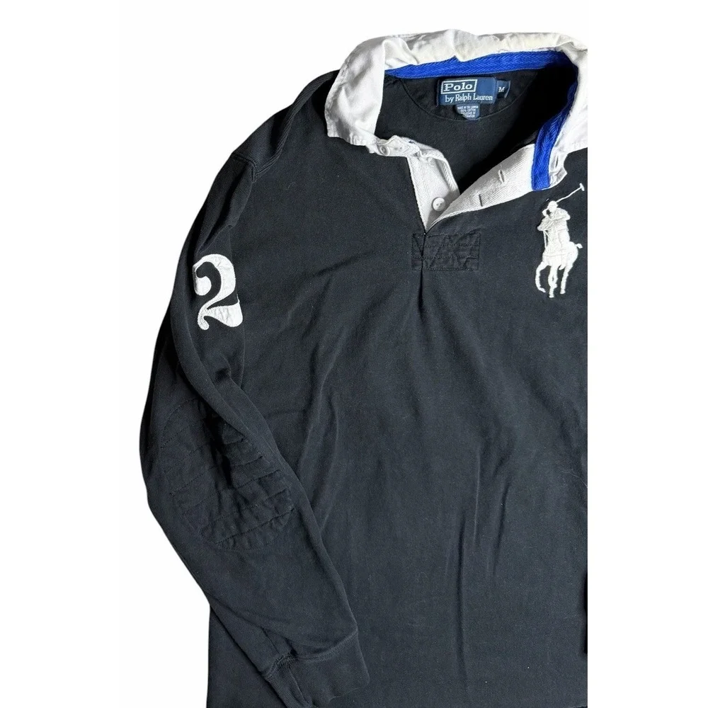 Polo Ralph Lauren Big Pony Rugby Shirt Black Long Sleeve Mens M Number 2